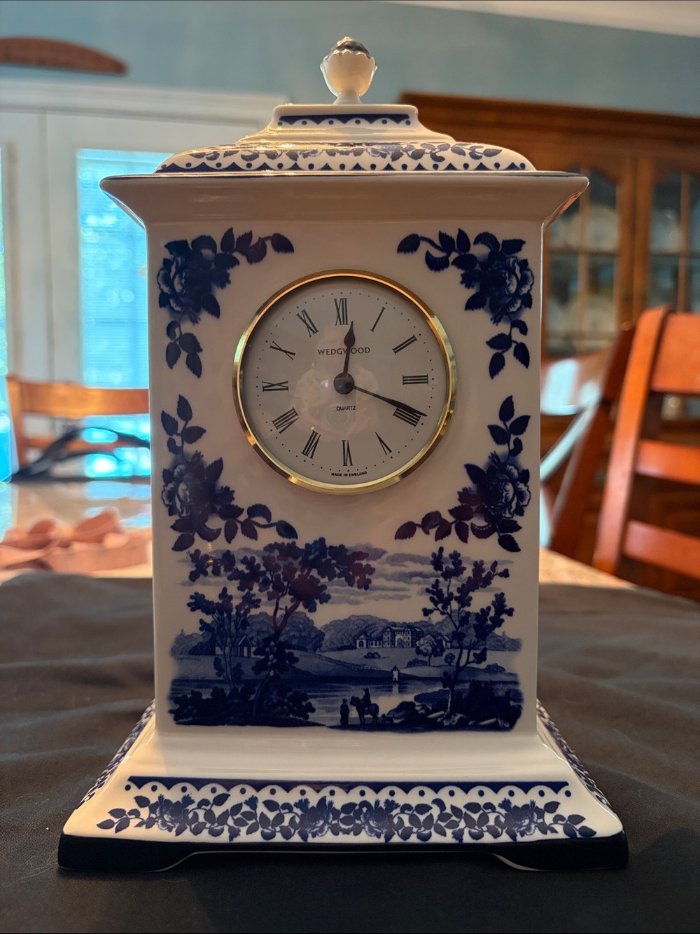 Wedgwood Clock Blue & White 2000 Millennium calendar Queensware Blue Landscape